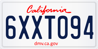 CA license plate 6XXT094