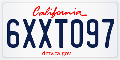 CA license plate 6XXT097