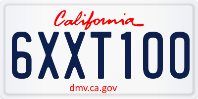 CA license plate 6XXT100