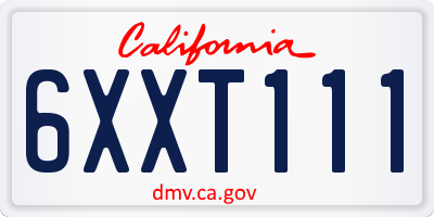 CA license plate 6XXT111