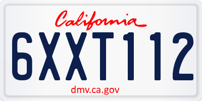 CA license plate 6XXT112