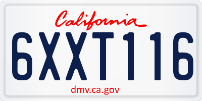 CA license plate 6XXT116