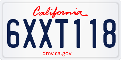 CA license plate 6XXT118