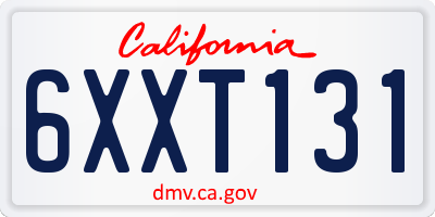 CA license plate 6XXT131