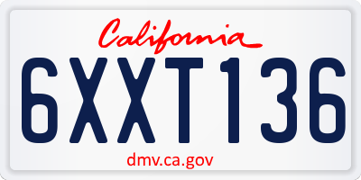 CA license plate 6XXT136
