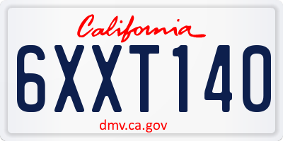 CA license plate 6XXT140