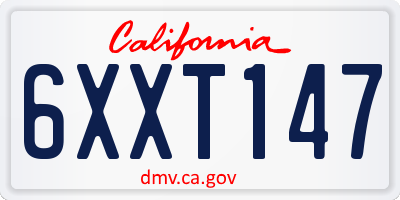 CA license plate 6XXT147
