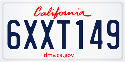 CA license plate 6XXT149