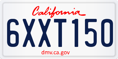 CA license plate 6XXT150