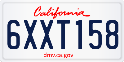 CA license plate 6XXT158
