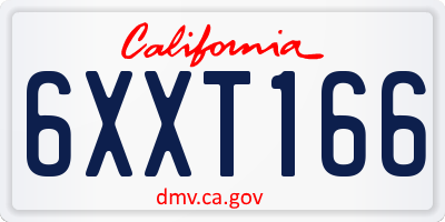 CA license plate 6XXT166