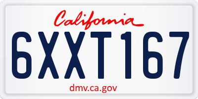 CA license plate 6XXT167