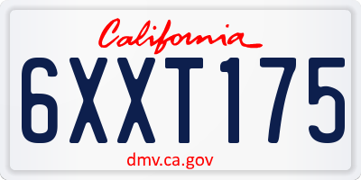 CA license plate 6XXT175