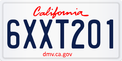 CA license plate 6XXT201