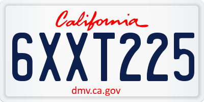 CA license plate 6XXT225