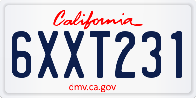 CA license plate 6XXT231