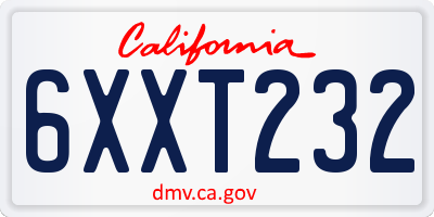 CA license plate 6XXT232
