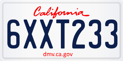 CA license plate 6XXT233