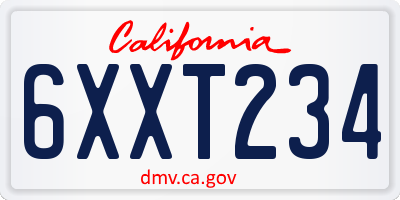CA license plate 6XXT234