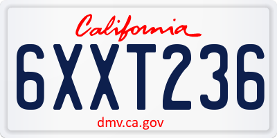 CA license plate 6XXT236