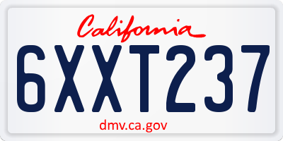 CA license plate 6XXT237