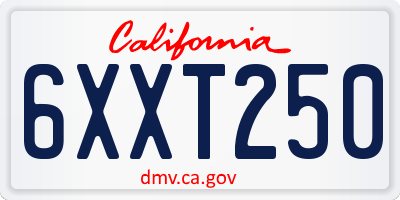 CA license plate 6XXT250
