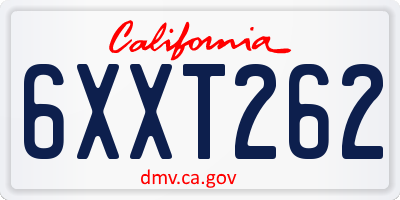 CA license plate 6XXT262