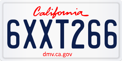 CA license plate 6XXT266