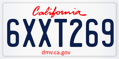 CA license plate 6XXT269