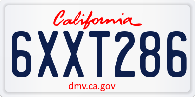 CA license plate 6XXT286