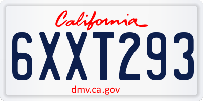 CA license plate 6XXT293