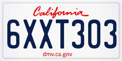 CA license plate 6XXT303