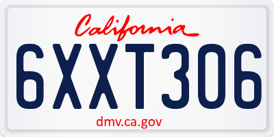 CA license plate 6XXT306