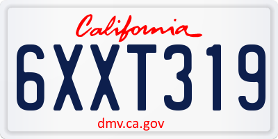 CA license plate 6XXT319