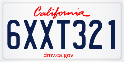 CA license plate 6XXT321