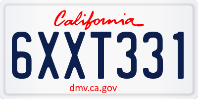 CA license plate 6XXT331