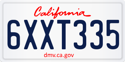 CA license plate 6XXT335