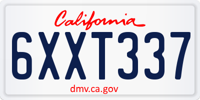 CA license plate 6XXT337