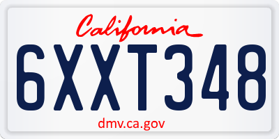 CA license plate 6XXT348
