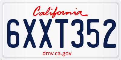 CA license plate 6XXT352