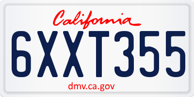 CA license plate 6XXT355