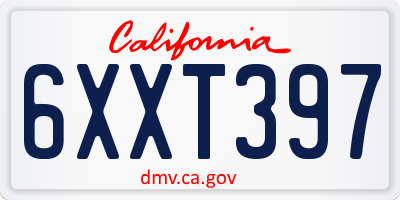 CA license plate 6XXT397