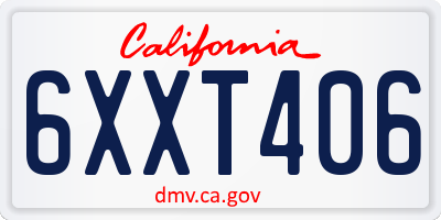 CA license plate 6XXT406