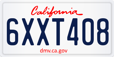 CA license plate 6XXT408