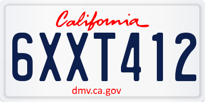 CA license plate 6XXT412
