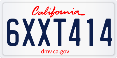 CA license plate 6XXT414