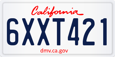 CA license plate 6XXT421