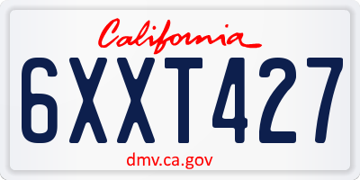 CA license plate 6XXT427