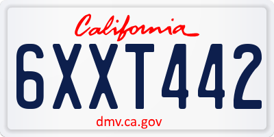CA license plate 6XXT442