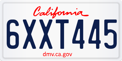 CA license plate 6XXT445